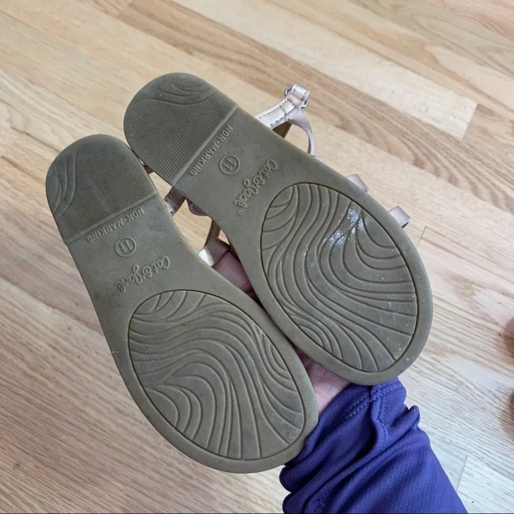 Cat & Jack Rose Gold Sandals Toddler 11 Girls Open Toe Pink